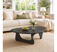 Mesa De Centro Triangular De Madera Maciza; Mesa De Centro Baja Y Ovalada Roble Con Diseño único Mediados Siglo;mesa Auxiliar Minimalista Con Base Triangular Irregul Black 90*58*42cm/35.4*22.8*16.5in