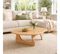 Mesa De Centro Triangular De Madera Maciza; Mesa De Centro Baja Y Ovalada Roble Con Diseño único Mediados Siglo;mesa Auxiliar Minimalista Con Base Triangular Natural Wood 110*78*42cm/43.3*30.7*16.5in