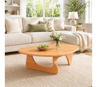 Mesa De Centro Triangular De Madera Maciza; Mesa De Centro Baja Y Ovalada Roble Con Diseño único Mediados Siglo;mesa Auxiliar Minimalista Con Base Triangular Irregu Cherry 90*58*42cm/35.4*22.8*16.5in