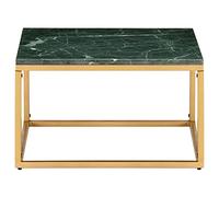 Mesa de centro verde 60 × 60 × 35 cm - Piedra auténtica en aspecto de mármol & hierro con revestimiento de polvo de latón - Mesa de salón moderna para un diseño elegante