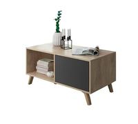 Skraut Home | Mesa de Centro | 45 x 92 x 50 cm | Mesa Baja Ideal para Salón o Comedor | Modelo Wind | Madera Resistente | Mueble Auxiliar | Acabado Puccini/Gris