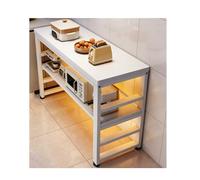 Mesa de cocina con estantes abiertos de varios niveles, armario de almacenamiento para microondas y horno, versátil para comedor, hogar, bar (120 x 40 x 80 cm)