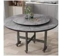 Mesa de cocina de 140 + 90 cm con 6 ruedas y bandeja giratoria, mesa de comedor redonda que ahorra espacio para espacios pequeños, fácil movilidad y uso versátil