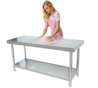 Mesa de cocina de acero inoxidable de 61 cm, 96 cm, 101 cm, 121 cm, 120 cm, 1200 cm, mesa de trabajo de metal resistente, capacidad de 1100 libras para restaurante y servicio de alimentos