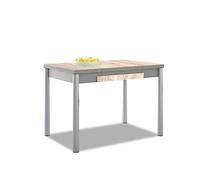 Mesa de Cocina Extensible 2 alas - 100x60 cm (150x60 cm) - Estructura Color Aluminio - Tapa y alas Laminado Color Amundsen