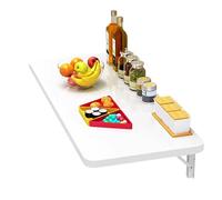 Mesa de cocina plegable de pared, escritorio flotante que ahorra espacio, mesa plegable de madera con soporte de hierro, carga máxima de 40 kg, acabado blanco, 120 x 40 cm