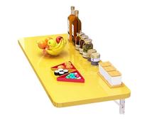 Mesa de cocina plegable montada en la pared, escritorio flotante que ahorra espacio con soporte de hierro, mesa retráctil de madera, capacidad máxima de 40 kg (amarillo, 50 x 30 cm)
