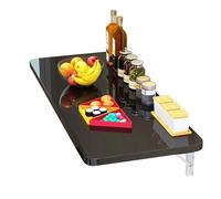 Mesa de cocina plegable montada en la pared, escritorio que ahorra espacio con soporte de hierro, estación de trabajo retráctil de madera, carga máxima de 40 kg (negro, 90 x 30 cm, 91,4 x 30,5 cm)