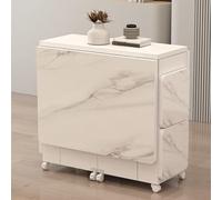 Mesa de cocina plegable portátil con 4 sillas y ruedas, mesa de comedor expandible que ahorra espacio, color blanco, 140 x 60 x 77 cm, ideal para espacios pequeños