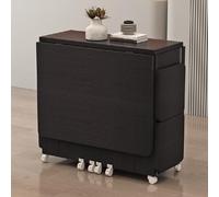 Mesa de cocina plegable que ahorra espacio con 4 sillas y ruedas, mesa de comedor portátil expandible color negro (120 x 60 x 77 cm)