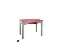 MOMMA HOME Mesa Extensible - Modelo Tetra - Color Rojo/Plata - Material Cristal Templado/MDF - Medidas 100/160 x 60 x 77 cm