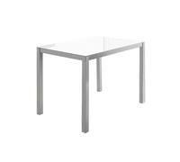 Mesa de cocina rectangular - modelo melbourne - cristal - estructur patas metal plata