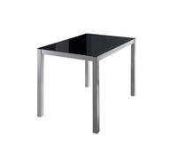 MOMMA HOME - Mesa de Comedor Rectangular de Cristal Templado, Modelo Melbourne, Color Negro/Plata, 110 x 75 x 75 cm - Diseño Moderno para Salón o Cocina