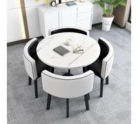 Mesa de cocina redonda, juego de mesa de comedor de cocina, 1 mesa y 4 sillas, juego de 5 piezas, mesa de comedor, mesa de comedor redonda, mesa de conferencia, adecuada para varios escenarios - #5-80