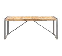 Mesa de comedor 200x100x75 cm Madera de mango en bruto macizo con base de | Estilo industrial, madera dura tropical, resistente al desgaste, marco de acero estable, variaciones de color natural