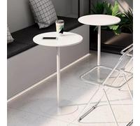 Mesa de Comedor Blanca, Moderna Mesa de Desayuno, Mesa de Cocina con Patas de Metal, Mesa Auxiliar Redonda pequeña para Sala de Estar, Oficina, Bar de cócteles, Pub, bistró (tamaño: 48 x 62