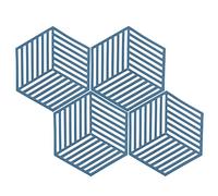 Mesa de comedor Calor a aislamiento Mat de la cuba de vajilla de la cubierta de la cubierta para la cocina rojo azul (Rayas hexagonales azul)