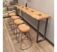 Mesa de comedor con borde natural, mesa de bar moderna de madera maciza, mesa de comedor de cocina industrial de altura de mostrador,mesa de cocina y comedor rectangular, sin taburete(180cm/70.8in)