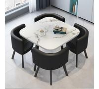 Mesa de Comedor con Escritorio Integrado y 4 sillas, versátil combinación de Mesa de Centro y sillas, diseño Moderno, Ideal para Espacios pequeños, balcón y Comedor.