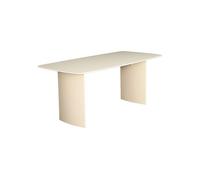 Mesa de comedor con tablero de vidrio templado acabado arenado, 8 plazas, lior, crema, 180x90x76 cm