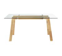 Mesa de comedor cristal transparente y madera L160 cm BACCO