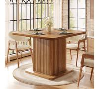 Mesa de comedor cuadrada de 80 × 80 cm, mesa de comedor, mesa de cocina | Mesa de comedor con espacio de almacenamiento integrado y rayas verticales en relieve, mesa de cocina moderna