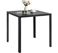Mesa de comedor cuadrada de aluminio para exteriores, 75 x 75 cm, resistente a la corrosión y a la intemperie, mesa de comedor para exteriores para terrazas y balcones, tablero negro de 11 cm de ancho