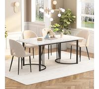 Mesa de comedor de 140 x 80 cm (1 unidad), mesa de cocina moderna, estructura de metal, mesa de comedor rectangular de diseño moderno de mármol mesa de cocina con patas ajustables para comedor salón