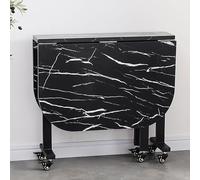 Mesa de comedor de hojas de madera, mesa de comedor plegable con 6 ruedas, mesa de cocina plegable con soporte de acero de carbono, muebles de ahorro de espacio extensible plegable, plegable en 3