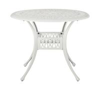 Beliani Mesa de Comedor de jardín Blanca Crema de Aluminio Redonda ø 90 cm Estilo Vintage Ancona