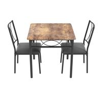 Mesa de comedor de madera con 2 sillas,Conjunto de mesa de cocina con cuero sillas acolchadas,Mesa de comedor industrial y sillas Pies de acero para espacios pequeños, estudio, apartamento(marrón)