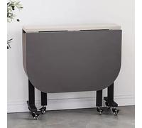 Mesa de comedor de madera con 6 ruedas y soporte de acero al carbono plegable que ahorra espacio, mesa de cocina extensible y portátil, plegable en 3 sencillos pasos