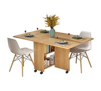 Mesa de comedor de madera expandible con hoja caída, moderna estación de trabajo multifuncional para cocina, sala de estar, oficina en casa, diseño de borde redondeado