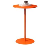 Mesa de comedor de metal de hierro para patio con base de metal, mesa auxiliar, mesa auxiliar pequeña, mesita de noche alta, mesa auxiliar para sala de estar, restaurante, mesa de bistró, naranja (48