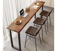 Mesa de comedor de nogal con borde vivo, mesa de bar rectangular moderna, mesa de bar industrial alta, mesa de comedor de cocina estrecha, sin taburete, para cafetería, bar, cocina(200cm/78.7in)