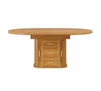 Mesa de comedor extensible - 118-158 cm - redonda a oval, 3 niveles de almacenamiento, hasta 6 personas - nogal