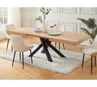Mesa de comedor extensible 6 a 10 comensales de MDF y metal - Natural y negro - CATONAV