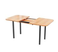 Mesa de comedor extensible clásica en color madera, 120 cm de ancho, longitud telescópica hasta 160 cm, acabado en madera natural, estilo minimalista moderno, soporte de aleación de alta resistencia,