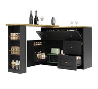 Mesa de comedor extensible con 1 puerta y 2 cajones, mesa de cocina, aparador, mesa alta con estante para aperitivos y 1 puerta plegable, armario buffet para cocina comedor, 138-204 x 39 x 105 cm