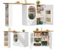 Mesa de comedor extensible con 3 puertas y divisores extraíbles, mesa de cocina, aparador, mesa alta, armario buffet con estante para aperitivos para cocina y comedor, 138-204 x 39 x 105 cm (blanco)