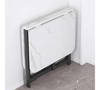 Mesa de comedor extensible con diseño de hoja caída, mesa plegable móvil con marco de metal, mesa expandible multifuncional para trabajo, estudio y comedor, color blanco, 120 x 80 x 75 cm