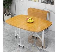 Mesa de comedor extensible con ruedas universales, diseño de hojas colgantes para restaurantes, salas de estar, patios (amarillo, 100 x 60 cm), ahorro de espacio y muebles versátiles