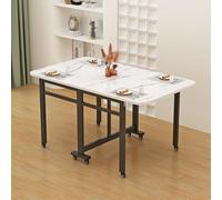 Mesa de comedor extensible de madera con 8 ruedas, mesa de cocina plegable que ahorra espacio para sala de estar, diseño rectangular multifuncional (color: E, tamaño: 100 x 60 x 75 cm)