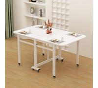 Mesa de comedor extensible de madera con 8 ruedas, mueble de cocina plegable que ahorra espacio para sala de estar y comedor, 100 x 60 x 75 cm, diseño multifuncional