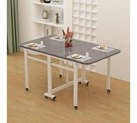 Mesa de comedor extensible de madera con forma de gota - Mesa de cocina rectangular plegable con 8 ruedas, diseño que ahorra espacio para cocina y sala de estar (color: C, tamaño: 120 x 80 x 75 cm)
