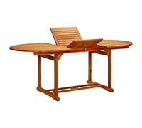 Mesa de comedor extensible de madera de acacia para exteriores, mesa de jardín ovalada, perfecta para patio y patio, muebles de jardín elegantes