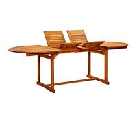 Mesa de comedor extensible de madera de acacia para exteriores, mesa de jardín ovalada, perfecta para patio y patio, muebles de jardín elegantes