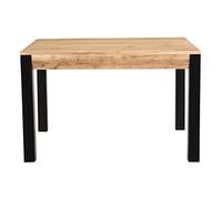 Mesa de comedor extensible en acacia maciza y metal negro L120-210 cm TRAP