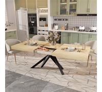 Mesa de Comedor Extensible Estilo Industrial Mesa Extensible Cocina Madera 120CM x75CM x70CM + 1 Extensiones de 30cm Rústica Mesa de Comedor o Cocina Rectangular con Patas de Hierro en Forma de X