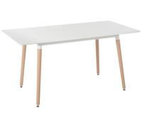 Beliani Mesa de Comedor Extensible MDF Madera Clara Blanco 120/150 x 80 cm 4 Personas Patas de Madera de Haya Sala de Estar Mirabel